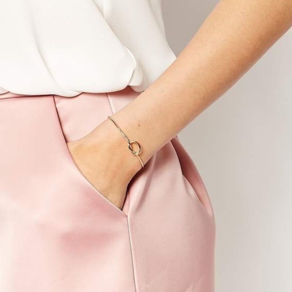 Gold Tone Knot Cuff Bangle Bracelet - Picture 2 of 2